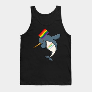 Pride LGBT Gay Be Lesbian Narwhal Dabbing Funny Tank Top